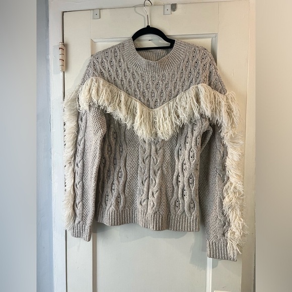 Amur Ulla Fringe Wool Cable Knit Sweater XL - Picture 10 of 14